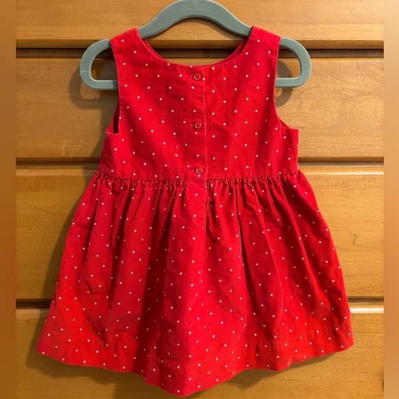 Red polka dot corduroy dress, 18-24 mos. - Picture 2 of 4